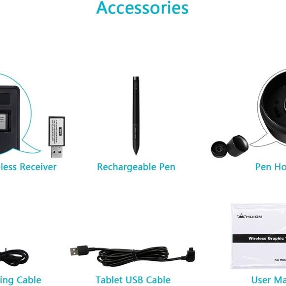 Huion WH1409 V2 Wireless Graphics Drawing Tablet Battery Frees Pen Tilt Support - Picture 16 of 16